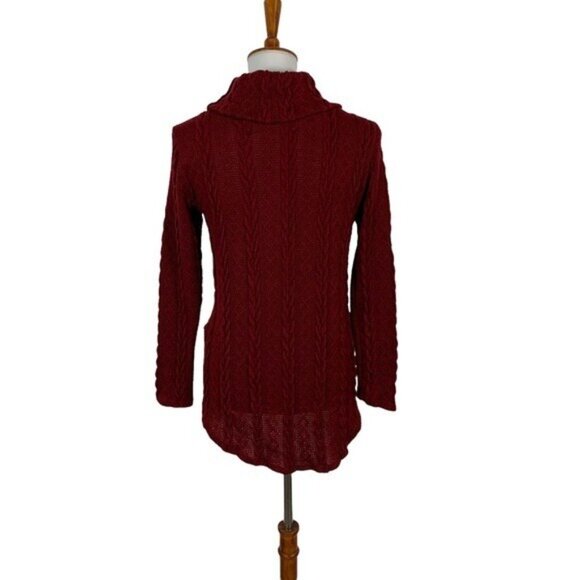 Red Lolly Small Cable Knit Turtleneck Sweater Cozy Chunky Pullover Fall Winter - Picture 4 of 6